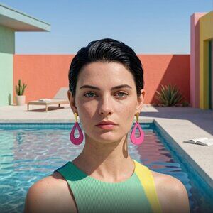 Elegant Pink  and Gold Teardrop Earrings